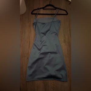 Silky light sky blue mini dress